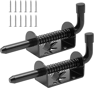 Suiwotin 2pcs 5 Inch Spring Loaded Gate Latch Pin, Heavy Duty Barrel Bolt Spring Latch, Steel Door Lock Latch for Cabinet,...