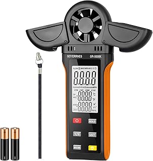 GOYERRNES Handheld Anemometer, Digital Wind Speed, Temperature, Humidity Gauge Meter, Air Flow Velocity CFM Measuring Devi...