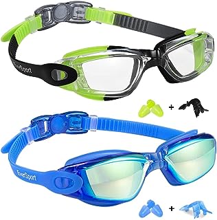 EverSport Kids Swim Goggles, Pack of 2 Swimming Goggles for Children Teens, Anti-Fog Anti-UV Youth Swim Glasses for Age4-16