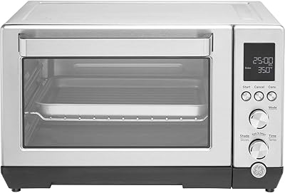 GE Convection Toaster Oven | Quartz Heating Technology | Large Capacity Toaster Oven Complete With 7 Cook Modes & Oven Accessories | Countertop Kitchen Essentials | 1500 Watts | Stainless Steel