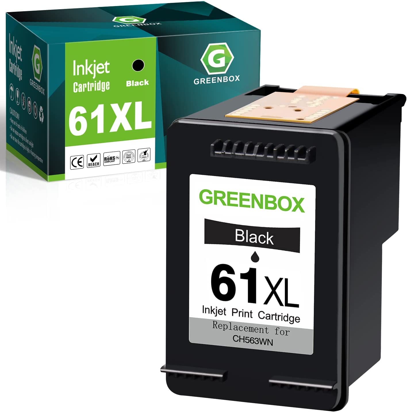 GREENBOX Remanufactured Ink Cartridge Replacement for 61XL 61 XL for Envy 4500 5530 5534 5535 Deskjet 1000 1010 1510 1512 2540 3050 3510 3050A Officejet 2620 4630 4635 Printer (1 Black)