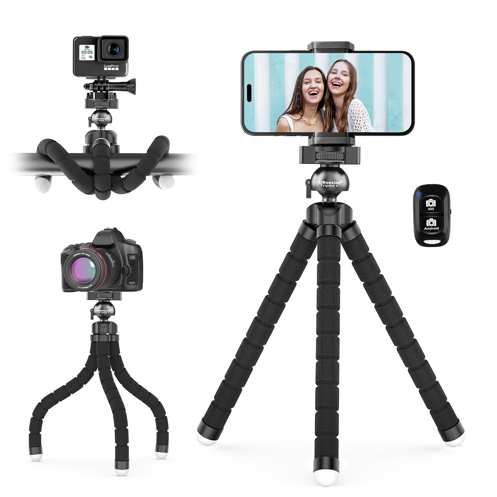 UBeesize Phone Tripod, Premium Flexible Phone Tripod with Remote and Phone Mount, Mini Tripod Stand for Camera, GoPro