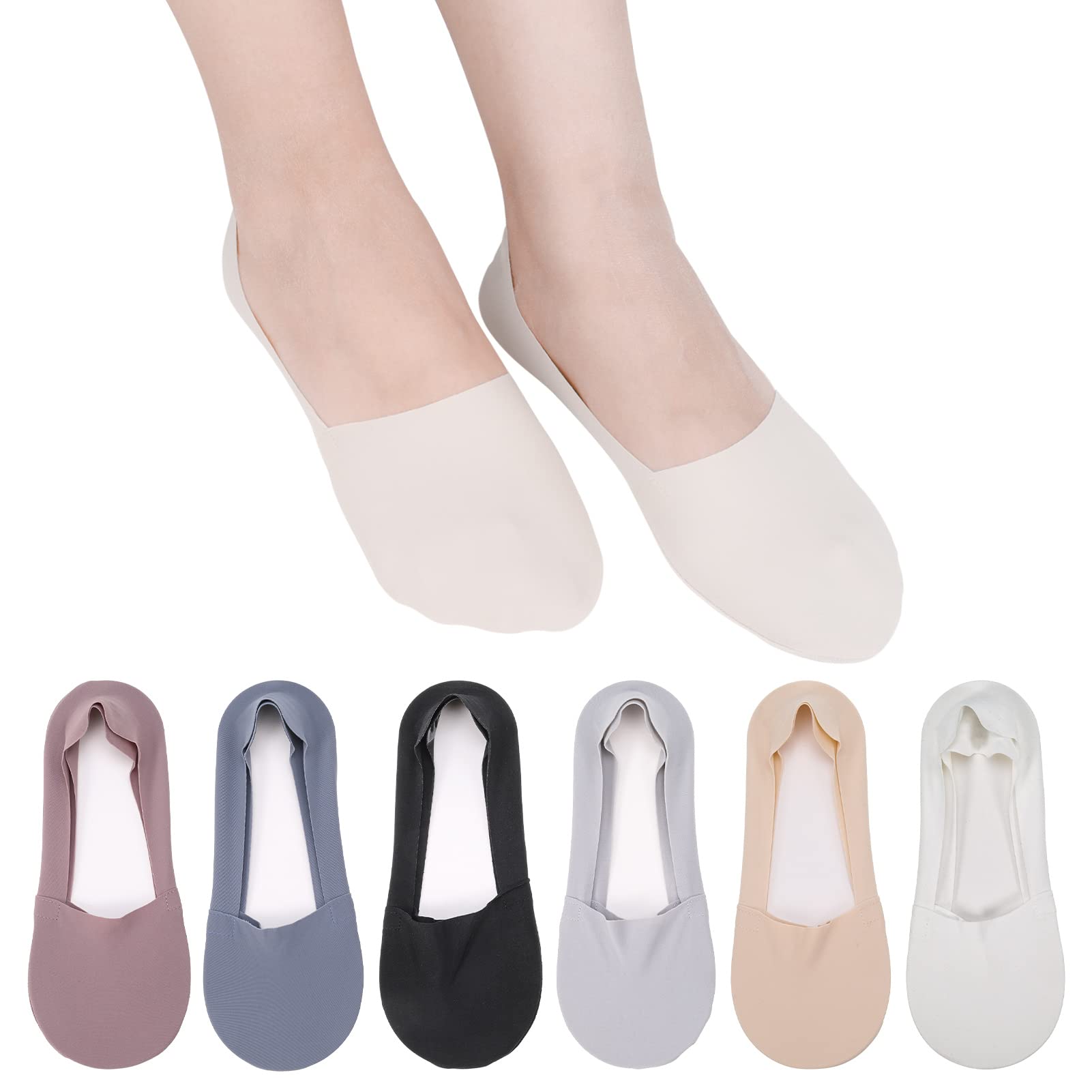 Bestomrogh 6 Pairs No Show Ice Silk Socks for Women, Non Slip Invisible Socks, Breathable Low Cut Liner Ankle Socks Casual Socks No Show Socks for Loafers Sneakers Flats Boat Shoes