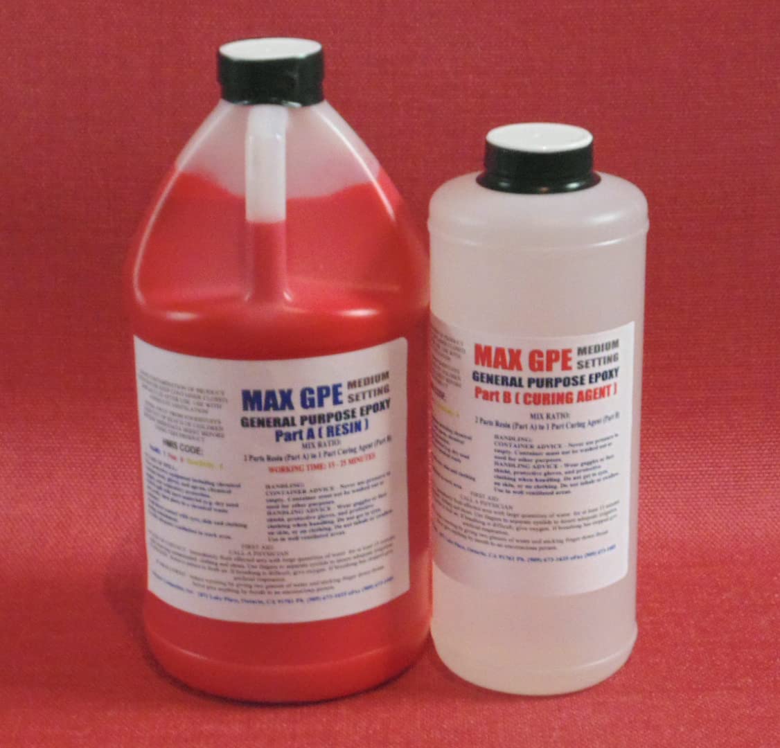 MAX GPE Opaque Red Epoxy Resin -Use for Casting, Coating, Fiberglassing, Potting Compound, Waterproof Protective Coating, Bonds to Wood, Metals, Concrete, Plastics