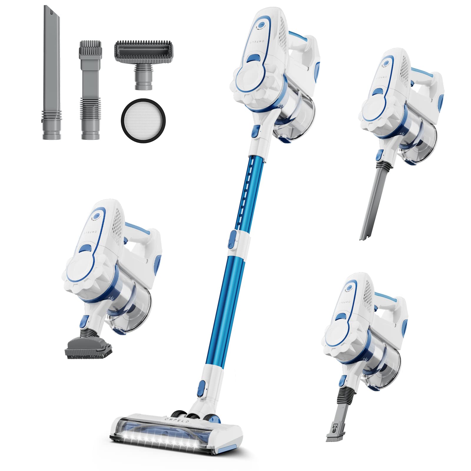 Photo 1 of ORFELD Cordless Vacuum Cleaner, 8 in 1 Lightweight Stick Vacuum, Rechargeable Vacuum Cordless with Detachable Battery up to 35 Mins Runtime,Household Vacuum Cleaners for Floor Hair Hardwood Carpet Car