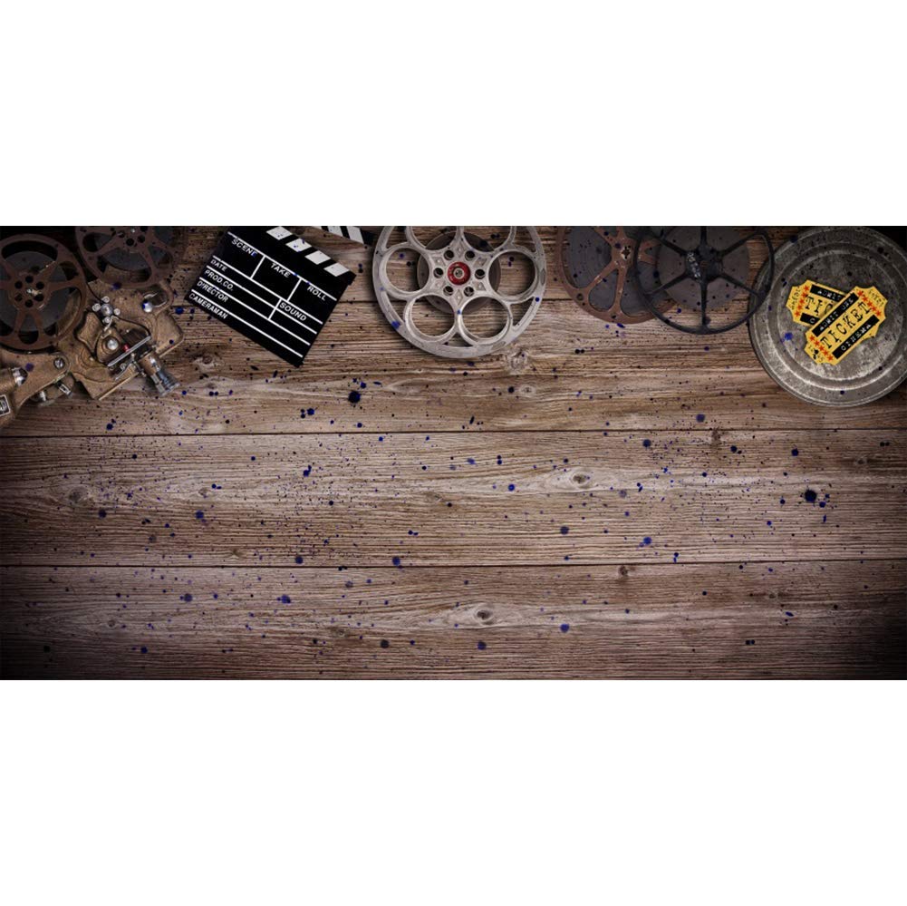  : Vintage Film Background Wooden Texture Board 20x10ft Vinyl  Photography Backdrop Old Movie Tickets Film Reels Clapperboard Projector  Shabby Dots Portraits Shoot Studio Decor Photo Prop : Electronics