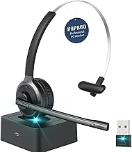 XAPROO Wireless Headset with Microphone for PC, 2024 Upgraded Wireless Computer Headset with USB Dongle, Single Ear Headse...