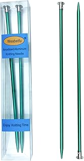 Weabetfu Aluminum Metal Knitting Needle,Colored Straight Single Pointed,10-inch Length for Handmade DIY Knitting,Size US ...