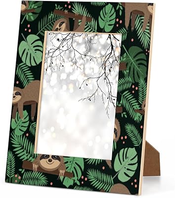 Bardic 8x10 Picture Frame Sloth Tropical Leaves Photo Frames Wooden Photo Display Animal Sloth Photo Frame for Desktop or Wall Decoration