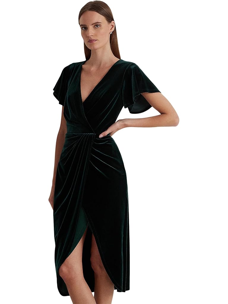 Lauren Ralph Lauren Velvet Flutter-Sleeve Cocktail Dress