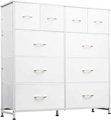 WLIVE White Dresser for Bedroom with 10 Drawers, Tall Chest of Drawers for Bedroom, Storage Drawer Unit, Organizer Unit for Hallway, Closet