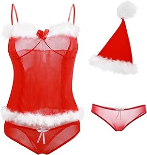 HOTSO Femmes Charmant Costume Noël Mère Déguisement Femme Christmas Costume Adulte Lingerie Sexy Tenue Lingerie Femme Noël...