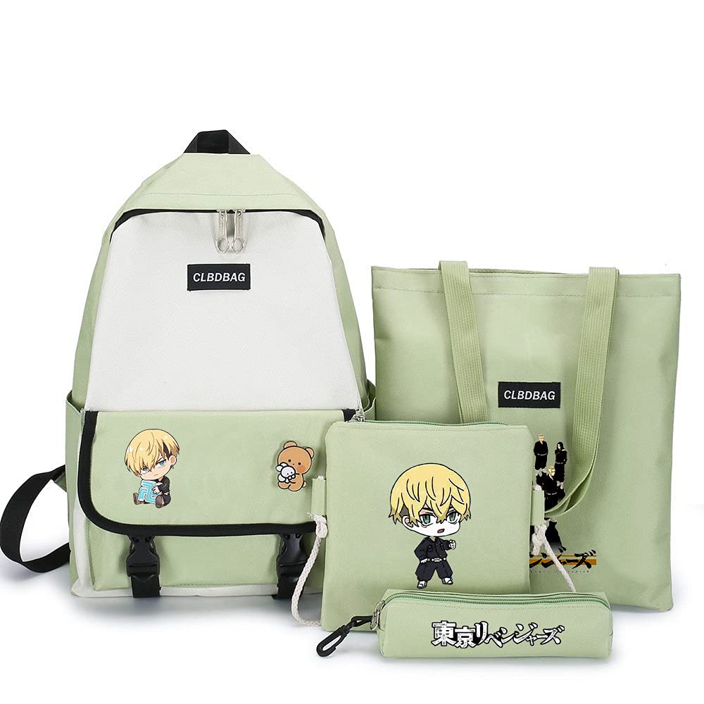 Mochila Anime Tokyo Revengers Anime Backpack Teen Tokyo Revengers Schoolbag Student Pencil Bag Travel Rucksack Men Bags 4pcs/set (Z,40x30x12CM)