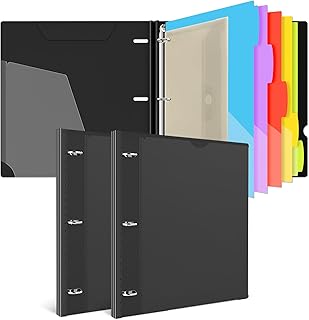 INFUN Telescoping Project Organizer Binder -2PCS,13 Pocket 3-Ring Binder with Customizable Front Cover,Refillable Binder O...