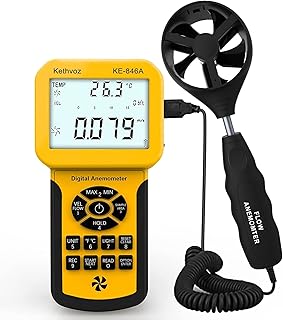 Kethvoz HVAC Anemometer CFM Wind Speed Meter, Digital Airflow Tester Measure Air Velocity Volume Temperature for AC Syste...