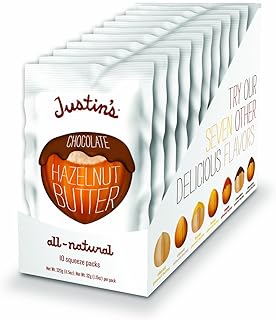 Justin's Chocolate Hazelnut Butter Squeeze Packs, Organic Cocoa, Gluten-free, Vegan, Sustainably Sourced, Pack of 10 (1.15...