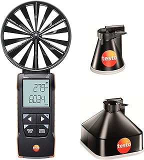 Testo 417 Anemometer Set with Measurement Funnels – Handheld Airflow Meter for Air Velocity, Volume Flow, and Temperature ...