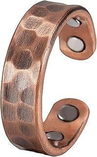 Hammered Design Copper Rings Men Women Adjustable Vintage Solid Copper Magnetic Rings Wedding Rings Open Cuff Rings (Men),...