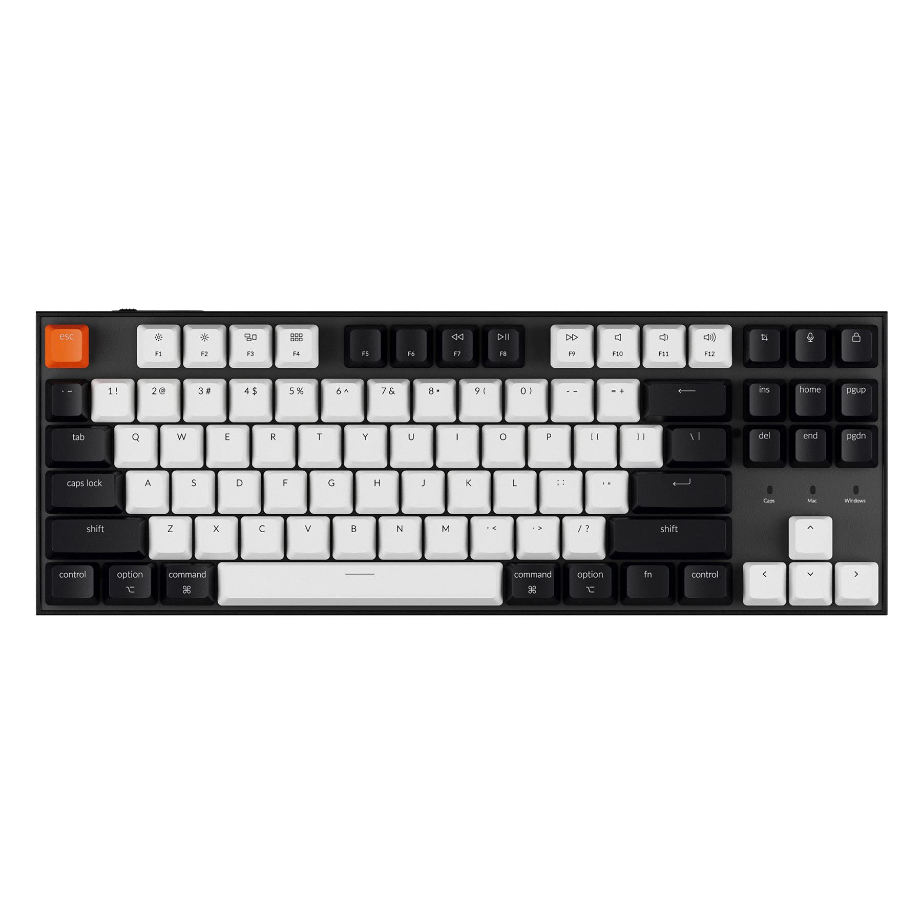 KeychronC1 Mac Layout Wired Mechanical Keyboard, Gateron G Pro Blue Switch, Tenkeyless 87 Keys ABS keycaps Computer Keyboard for Windows PC Laptop, RGB Backlight, USB-C Type-C Cable