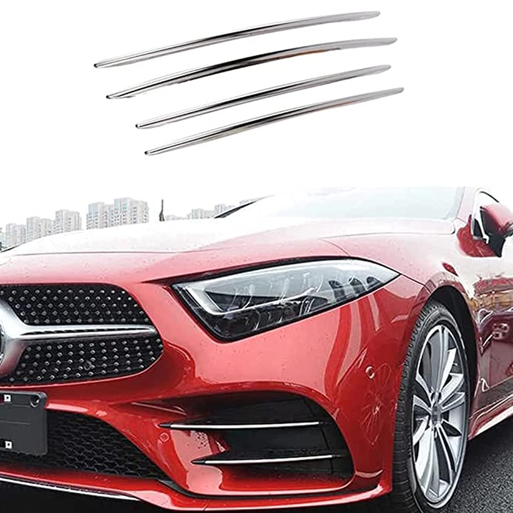 ZHAOQIAN 4 Pcs, Car Front Fog Light Grille Trim Stip Decoration Cover Spoiler ABS Accessories for Benz CLS Class C257 CLS260 450 CLS53 2019 2020 2021