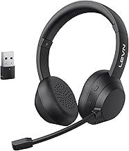 LEVN Wireless Headset, Wireless Headset with Mic for Work(Noise Cancelling), 65 Hours Woktime & Mute Button,Wireless Heads...