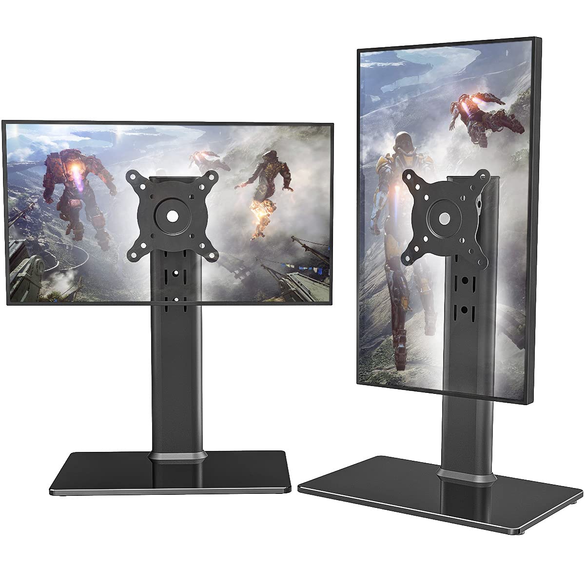 2 Pack Single LCD Computer Monitor Free-Standing Desk Stand Riser for 13 inch to 32 inch Screen with Swivel, Height Adjustable, Rotation, Holds One (1) Screen up to 77Lbs(HT05B-201)