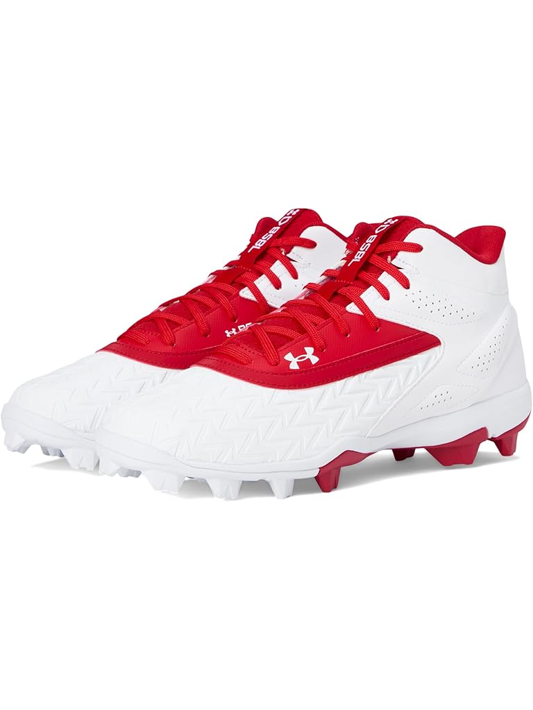 Red Under Armour Leadoff Mid 3.0 Baseball Cleat