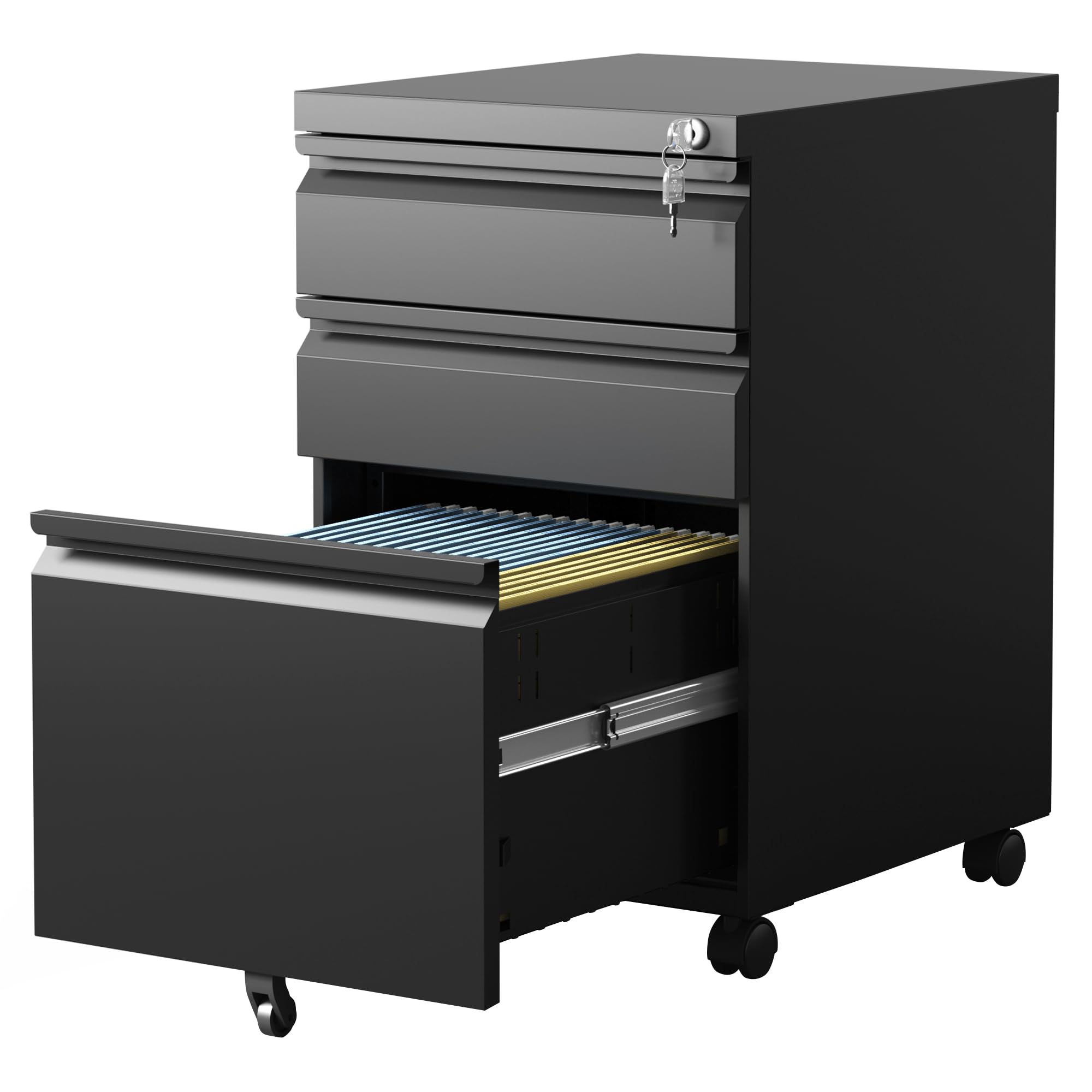 Buy IKIMI 3 Drawer Mobile File Cabinet Under Desk Metal Filing Cabinet ...