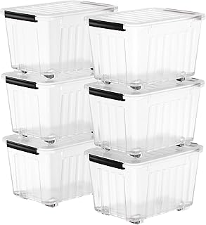 Nazhura 72 Quart Plastic Storage Bin, Stackable and Nestable Storage Boxes with Lids and Secure Latching Buckles, Large St...