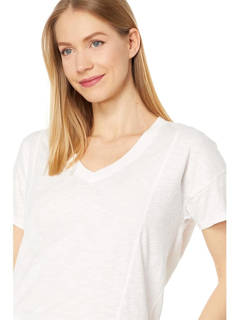 bobi Los Angeles Princess Seam V-Neck Short Sleeve Tee with Rib