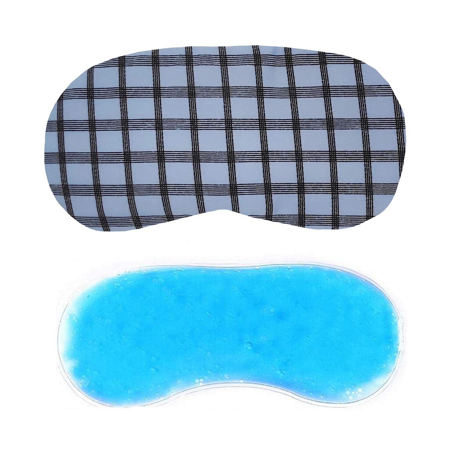 Jenna Polyester Cute Gel Sleeping Eye Shade Mask Cover For Insomnia, Meditation, Puffy Eyes And Dark Circles Check Blue