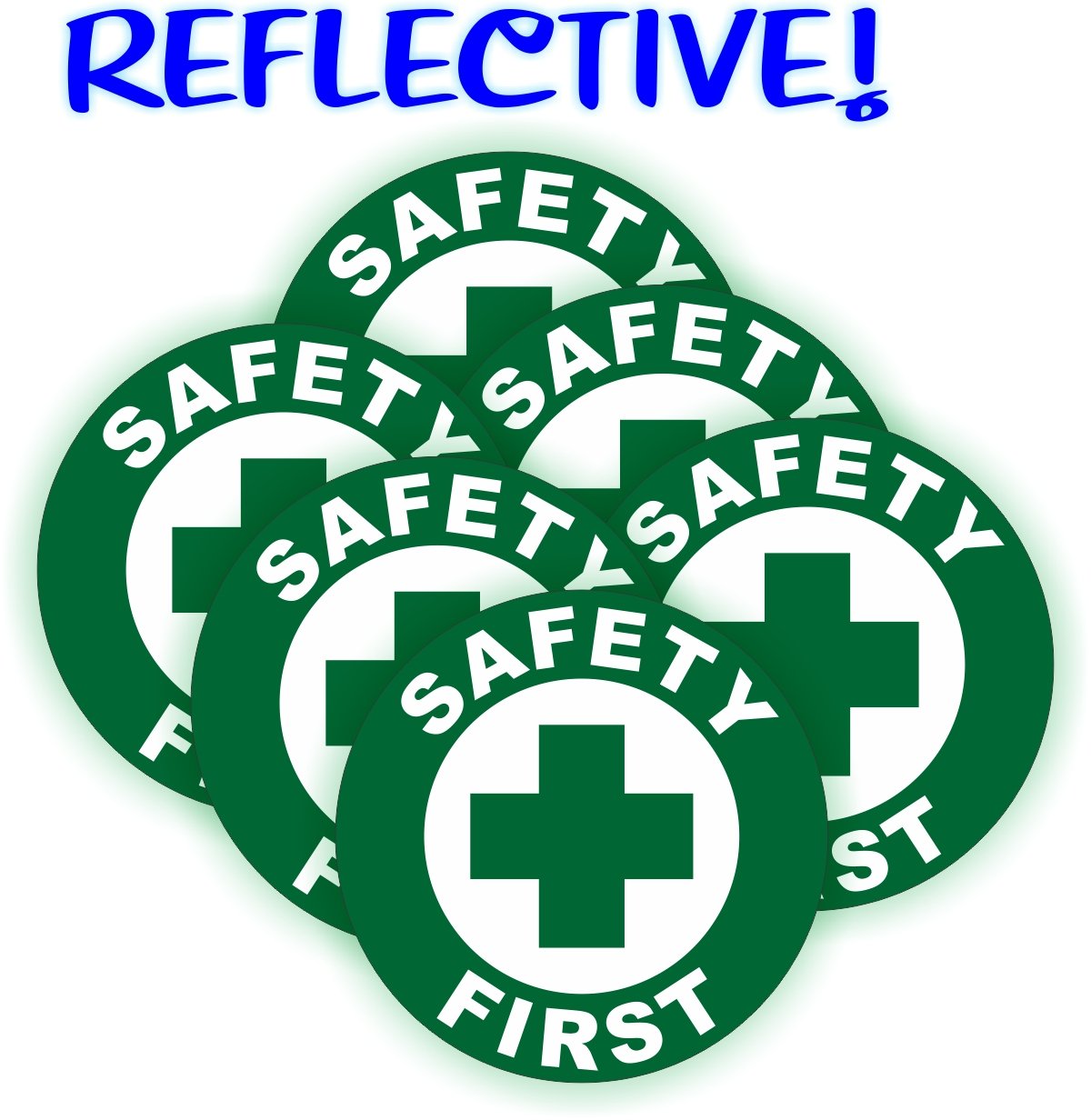 Buy (6) REFLECTIVE SAFETY FIRST Hard Hat Stickers | OSHA Helmet Decals ...