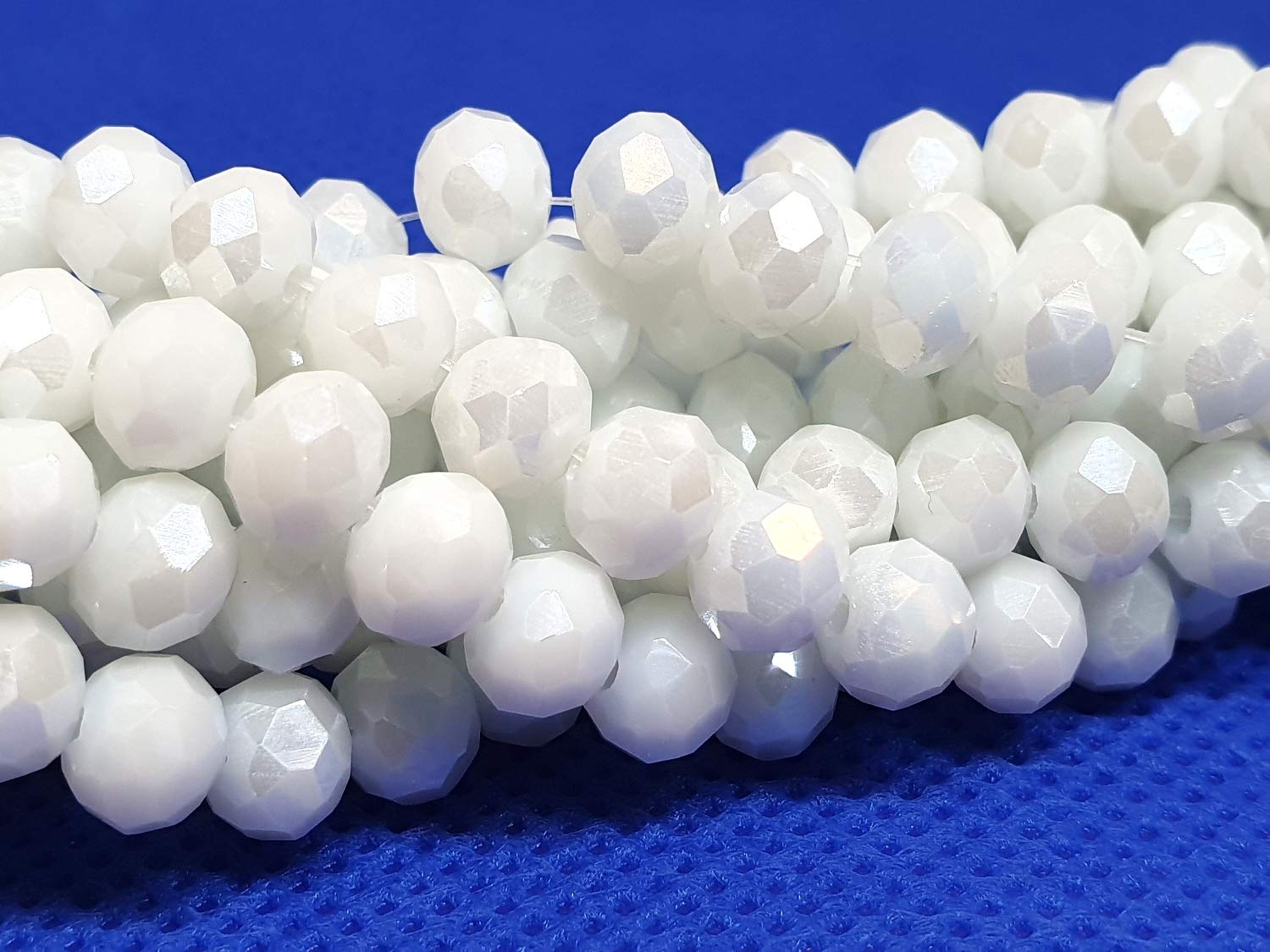 Czech Crystal Glass Beads, CZ Bohemian Faceted Rondelle Glass Beads, 4/6/8/10 mm (Chalk White AB, 6x4 mm)