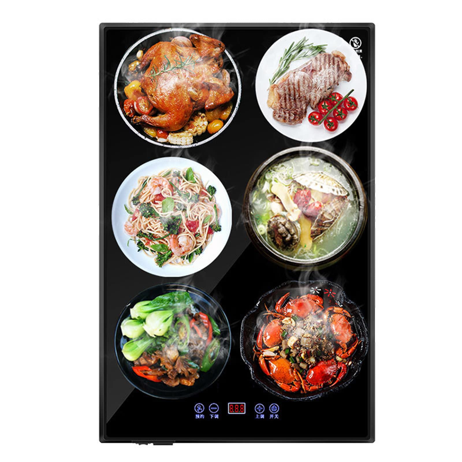 GKPLY Food Warming Tray Server, Electric Food Warmer, Large Hot Plate with 30-120°C Adjustable Temperature Range, Touch and Timer, 58x38cm, for Home, Buffets, Parties, Catering