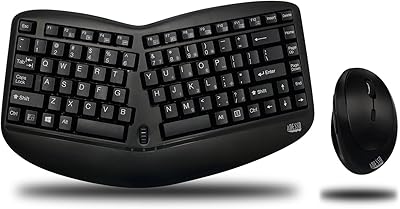 Adesso WKB-1150CB Tru-Form Wireless Ergo Mini Keyboard & Mouse Combo, Ergonomic & Compact Size Design Keyboard and Ergonomic Vertical Mouse