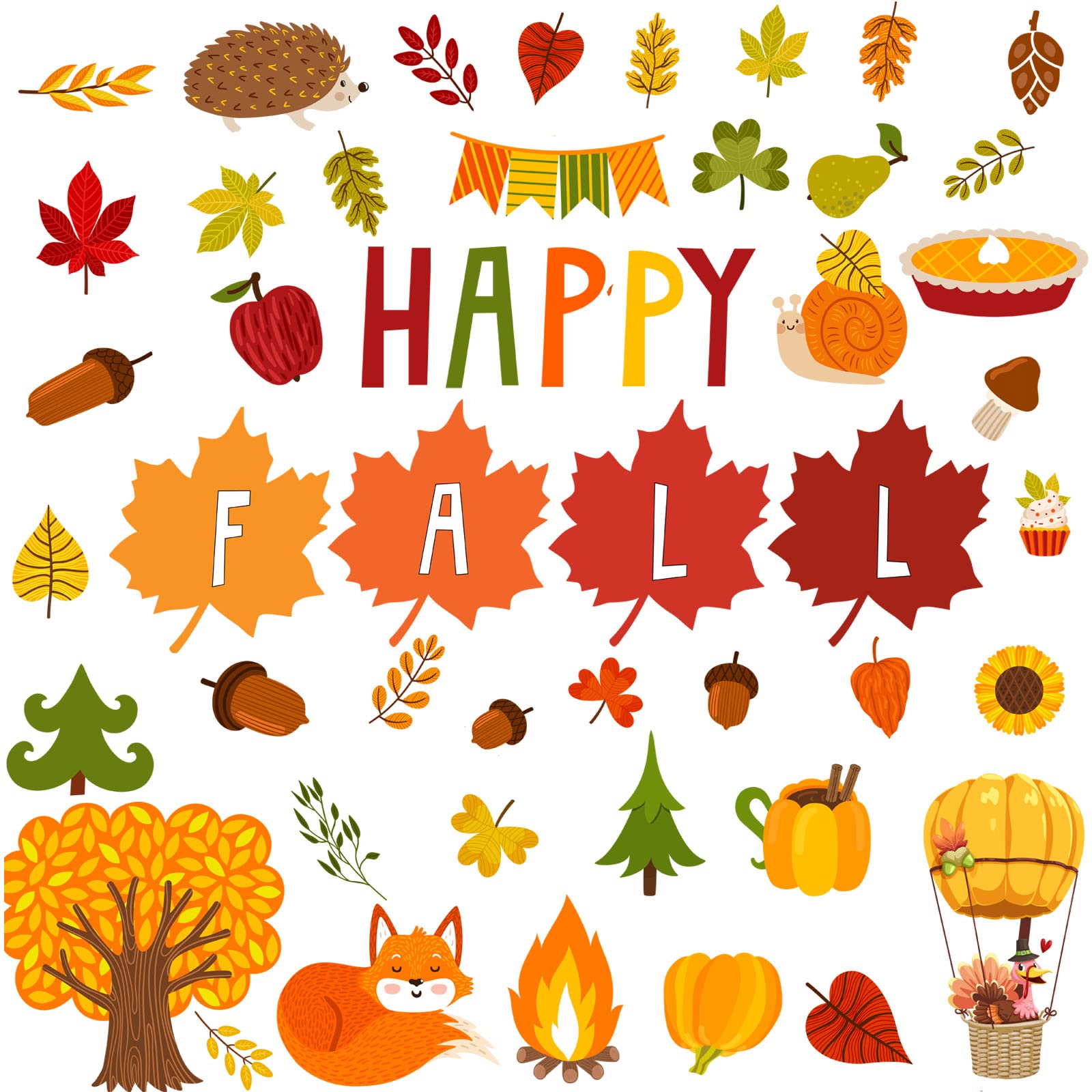 Buy 50 PCS Happy Fall Cutouts Fall Bulletin Board Decorations Pumpkin ...