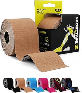 SPORTTAPE Kinesiology Tape - 5m Roll - Beige | Physio & Sports Injury Muscle Tape for Shoulder, Knee, Ankle Shin Splints S...