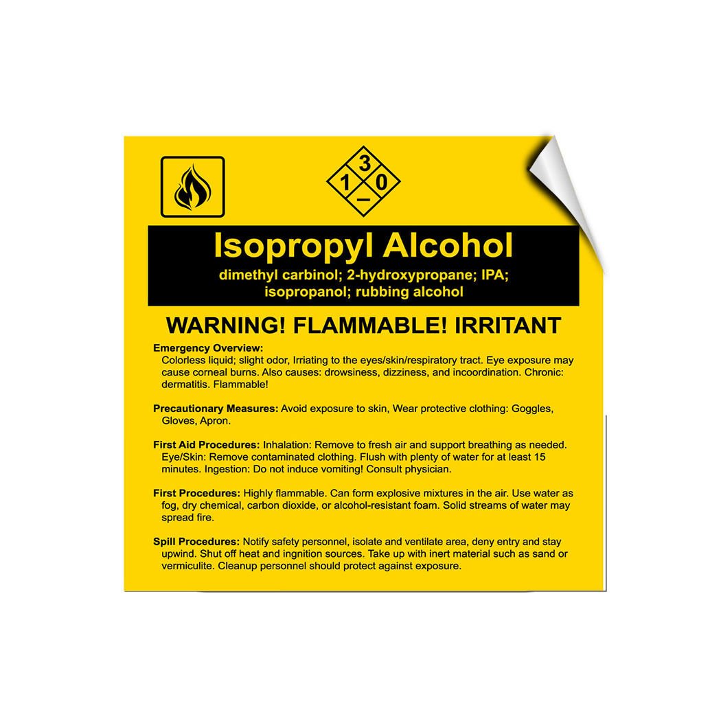 Isopropyl Alcohol Dimethyl Carbinol; 2-Hydroxyp ropane; Ipa LABEL DECAL ...