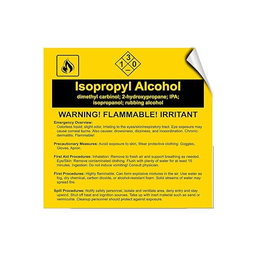 Isopropyl Alcohol Dimethyl Carbinol; 2-Hydroxyp ropane; Ipa LABEL DECAL ...