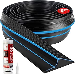 Jin&Bao Universal Garage Door Threshold Seal Strip 10FT Kit, Bottom Waterproof Rubber Weather Stripping Replacement（Blue）