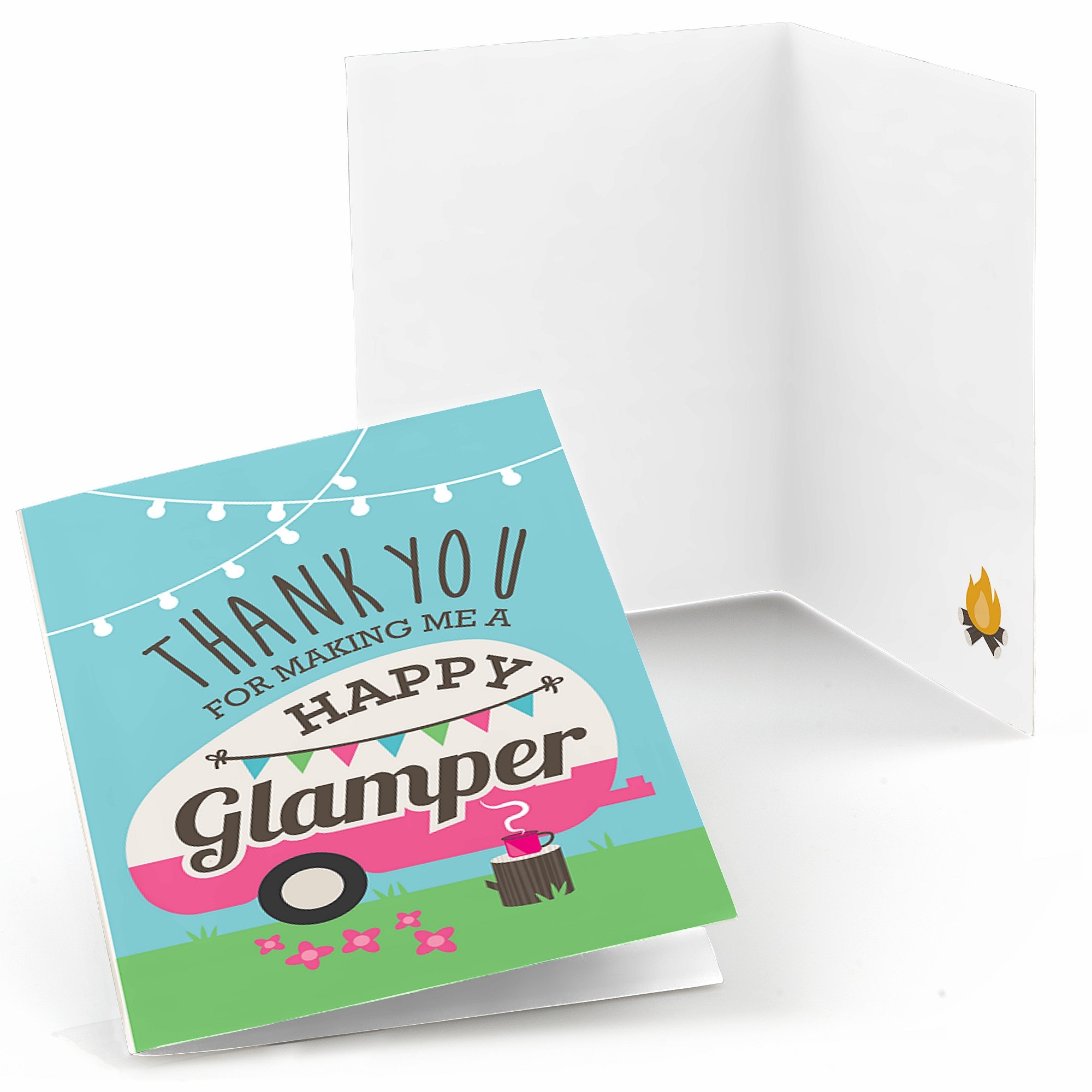 Let's Go Glamping - Camp Glamp Party or Birthday Party Thank You Cards (8 count)