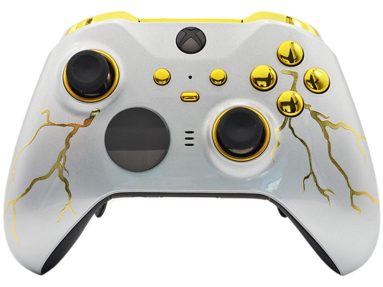 UN-MODDED Custom Controller Compatible with Xbox ONE Elite Series 2 (Gold Thunder)