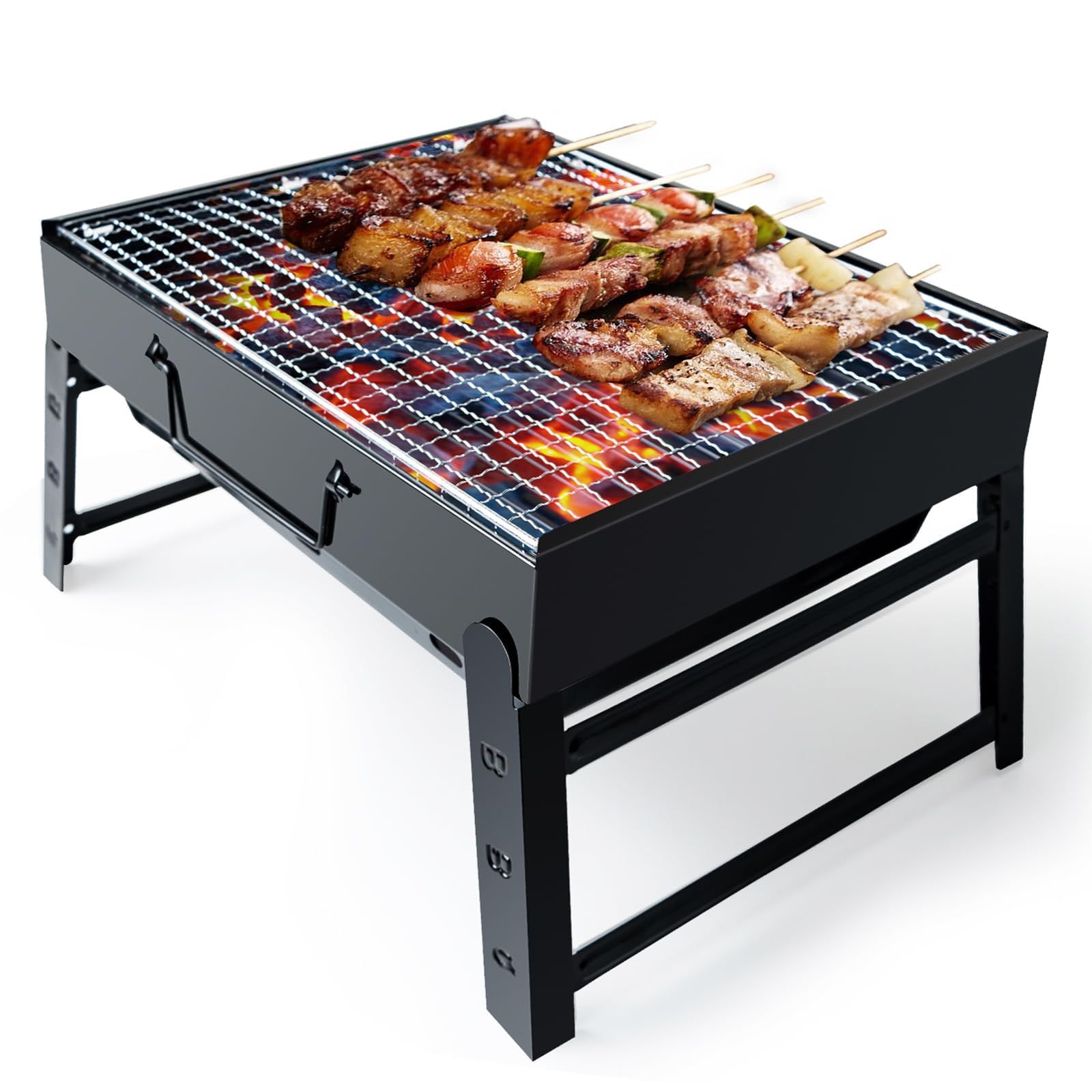 MOMENT Barbecue Grill, [Barbecue Rack 35 * 27 * 20cm] Charcoal Grill Portable Folding BBQ Grill Barbecue Desk Tabletop Outdoor Stainless Steel Smoker BBQ for Picnic Garden Terrace Camping Travel