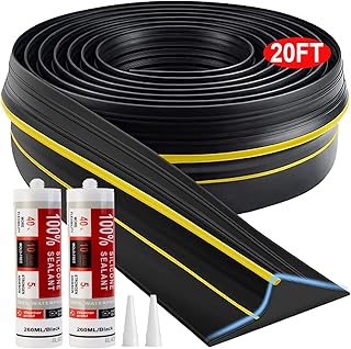 Jin&Bao Universal Garage Door Threshold Seal Strip 20FT Kit, Bottom Waterproof Rubber Weather Stripping Replacement