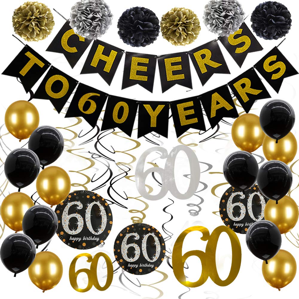 Amazon.com: 60th Birthday Decorations for Men Cheers to 60 Years ...