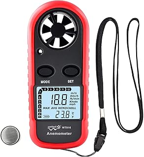 Wintact Handheld Anemometer Small Digital Vane Wind Speed Meter Gauge, Pocket Air Flow Velocity Tester with Measuring Wind...