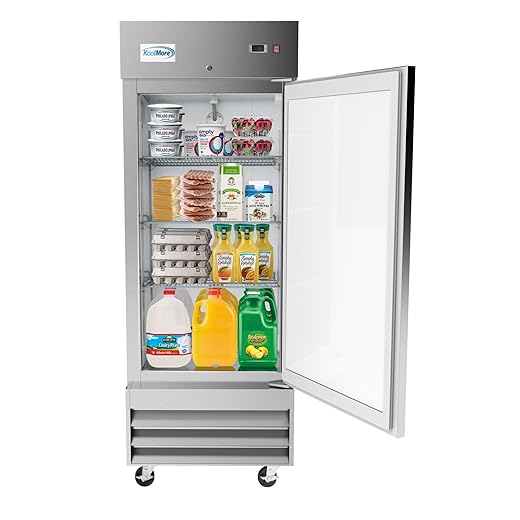 KoolMore 29" Stainless Steel Solid Door Commercial Reach-in Refrigerator Cooler - 19 cu. ft (RIR-1D-SS-19C)