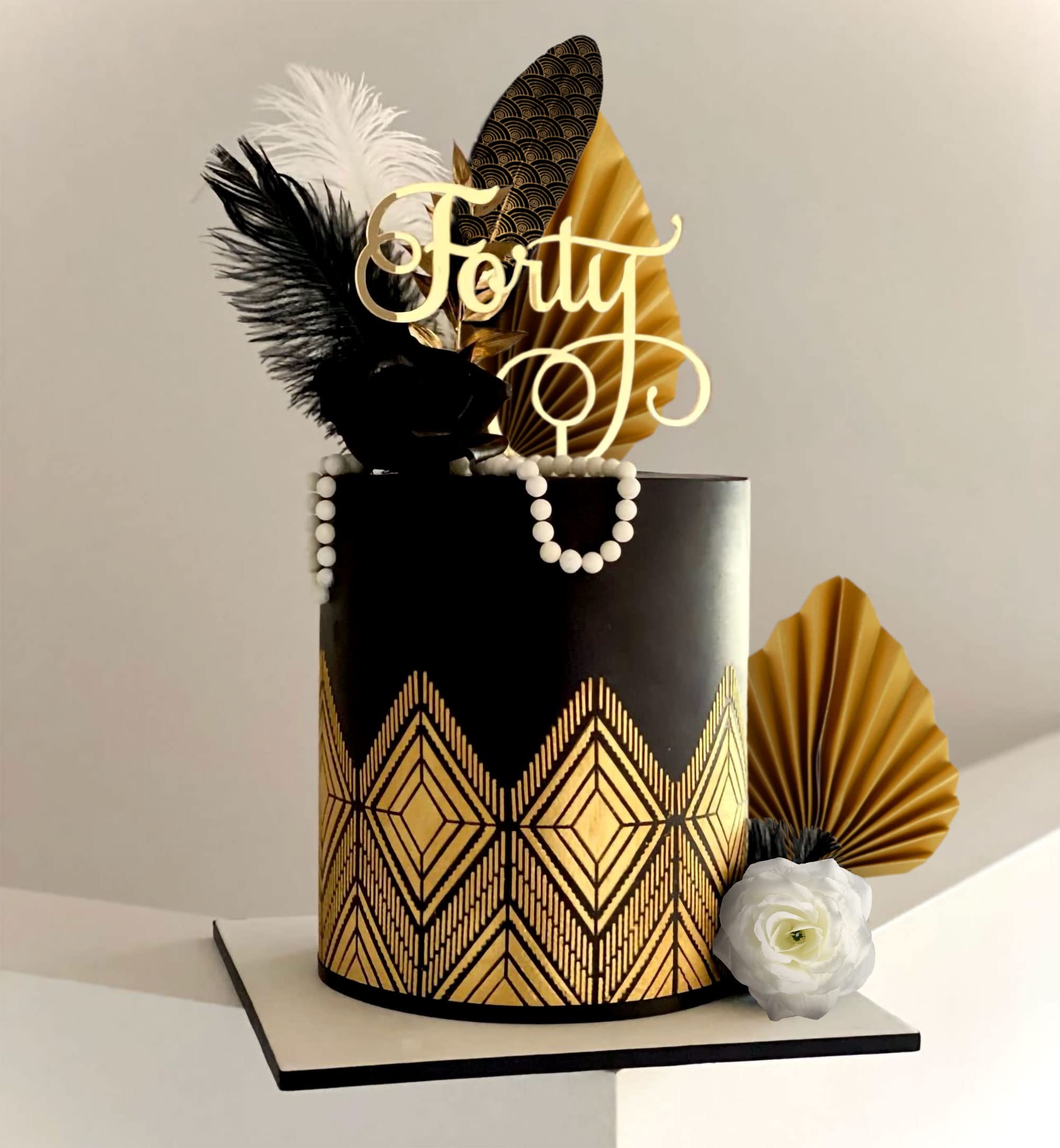 JeVenis Feather Cake Decoration  Gatsby  Cake Decoration Prom Cake Decoration Rose Cake Decoration Roaring 20s Cake Decoration