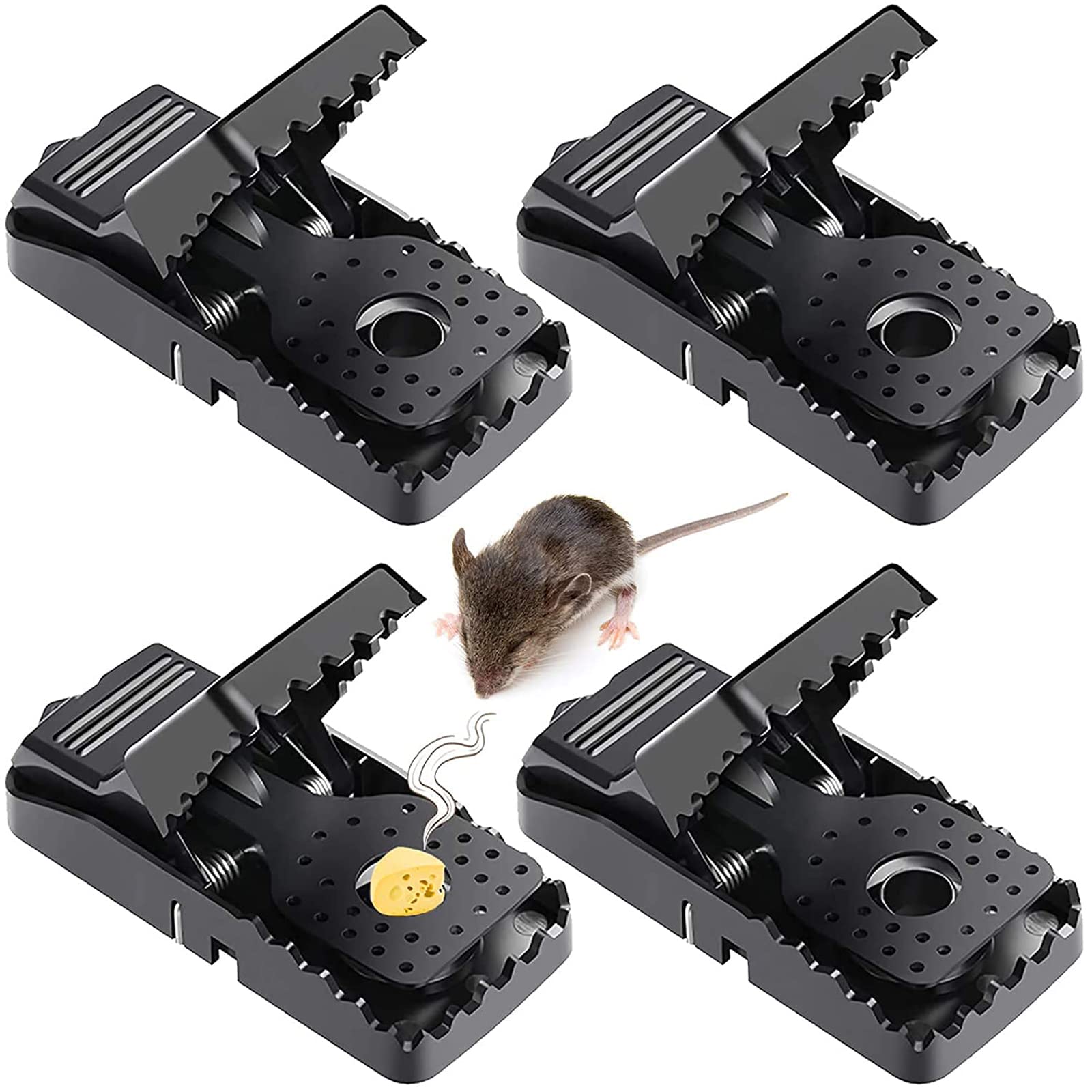 THE WHITE SHOP Mouse Traps, Mice Traps for House, Small Mice Trap Indoor Quick Effective Sanitary Safe Mousetrap Catcher for Family and Pet (4 Pieces)