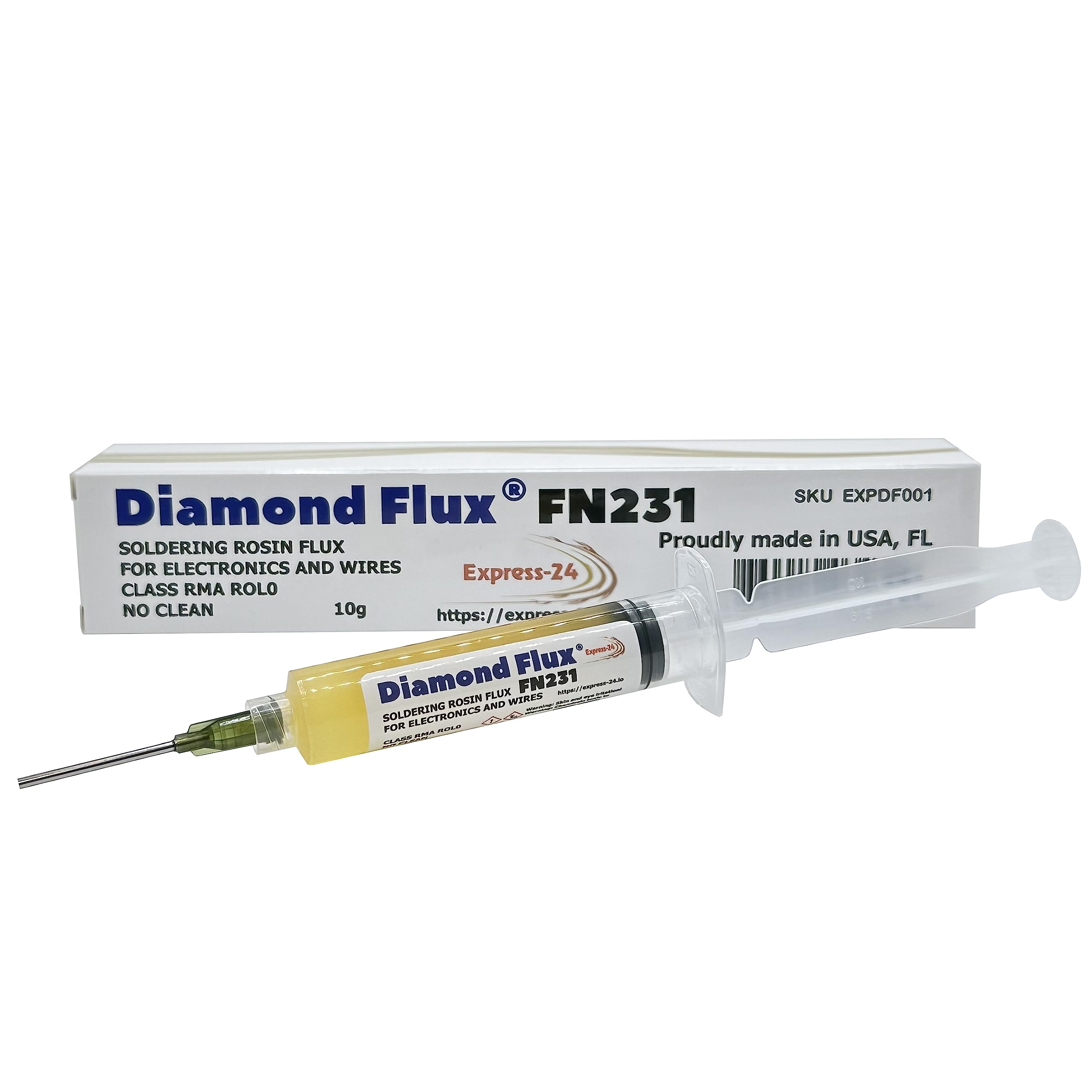 Diamond Flux FN231 Soldering Flux NoClean Paste Gel RMA ROL0 in 10g syringe.